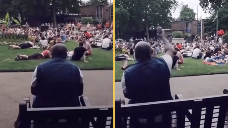 WATCH: Man accidentally starts massive singalong to Bon Jovi song in a crowded park